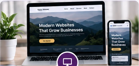 Responsive website experience shown across desktop and mobile screens