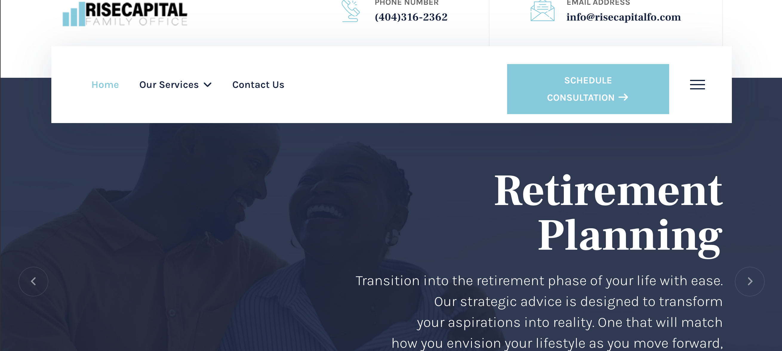 Rise Capital Family Office website designed by Tacal Designs